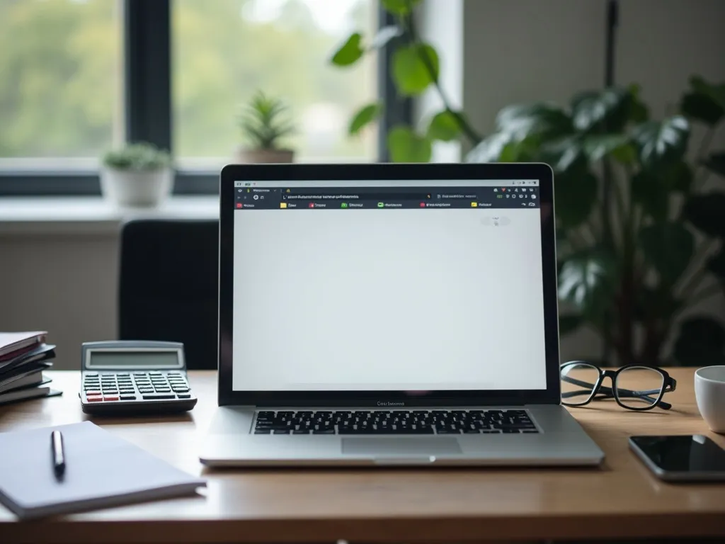 Website for an Irish accountancy practice: a tidy accountant's desk with a laptop, folders and calculator