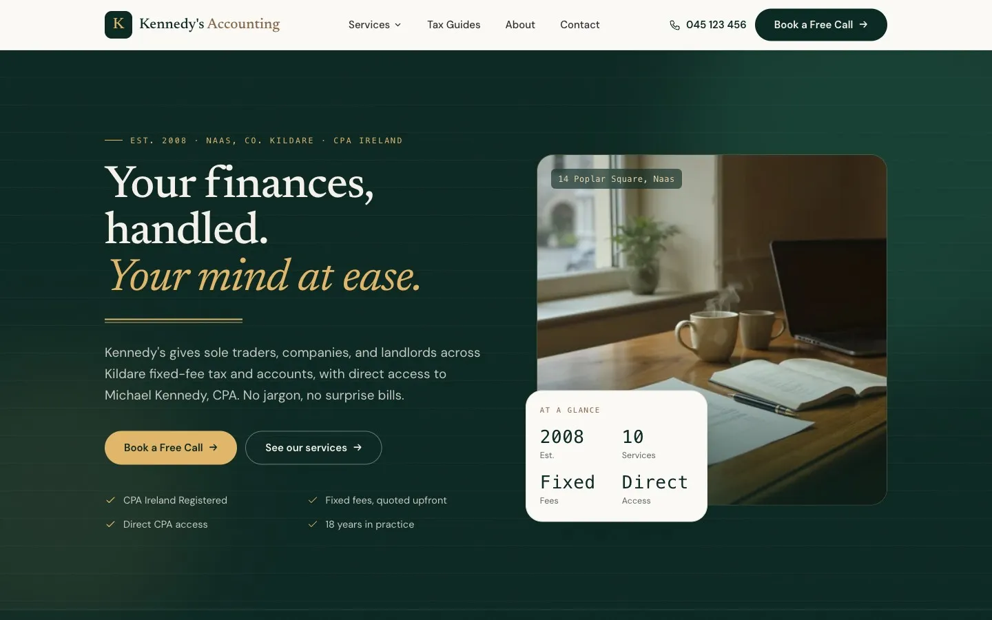 Kennedy's Accounting website homepage built by System Setter